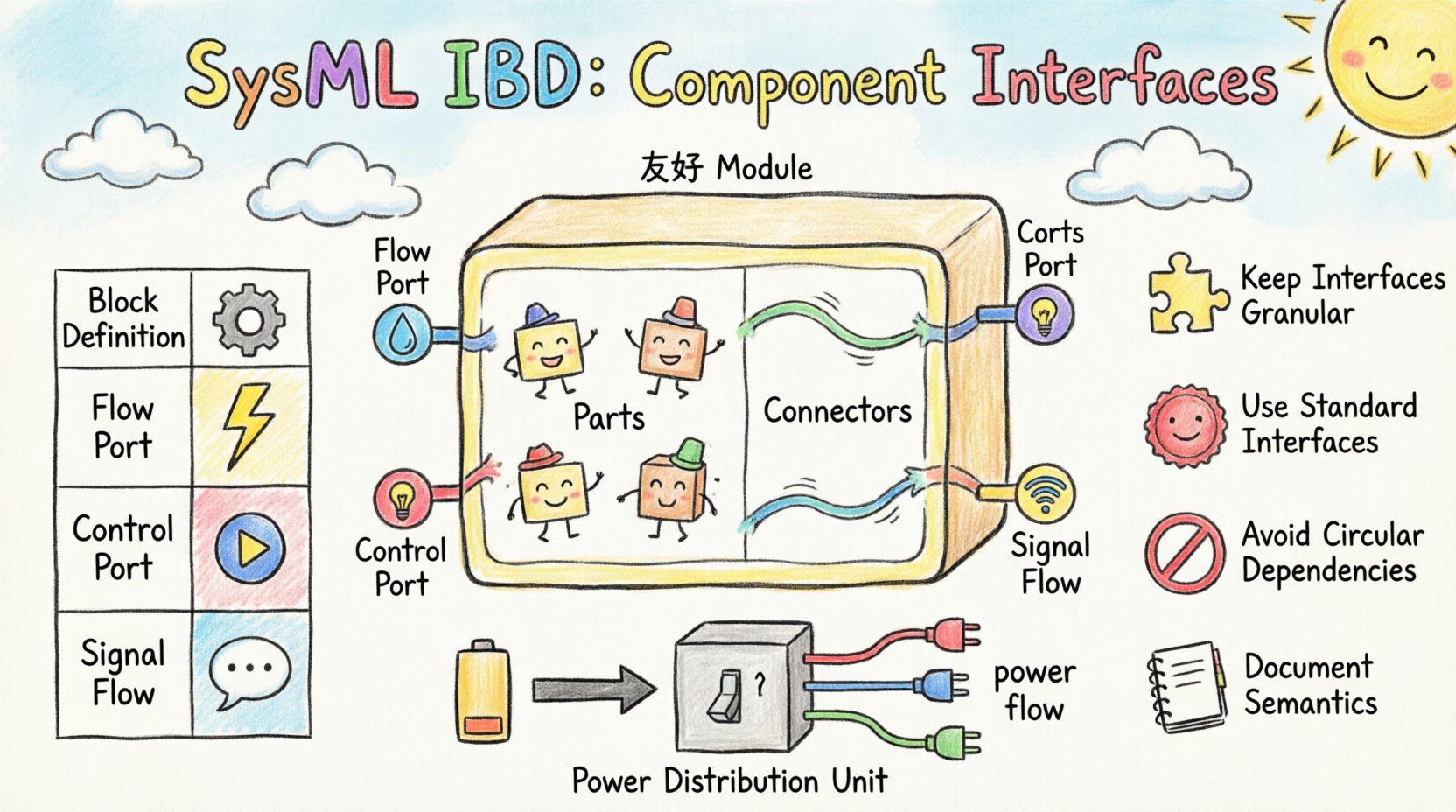 SysML内部块图:定义组件接口