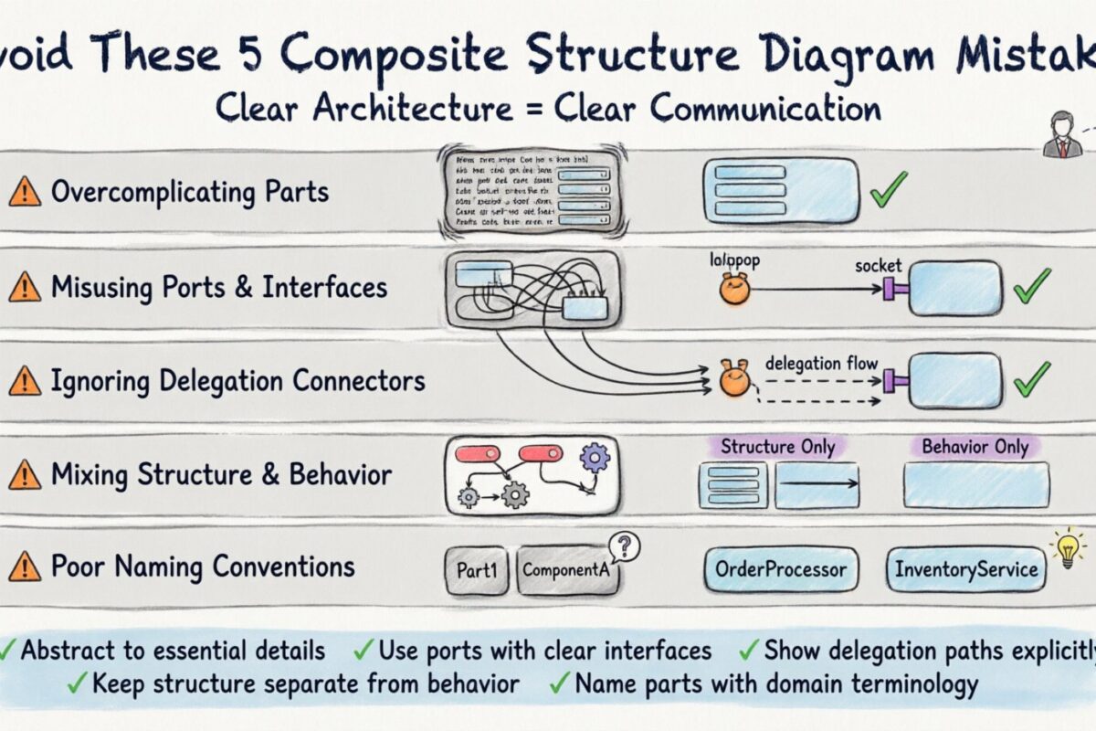 Vermeiden Sie diese 5 Fehler bei Composit-Struktur-Diagrammen, die Stakeholder verwirren