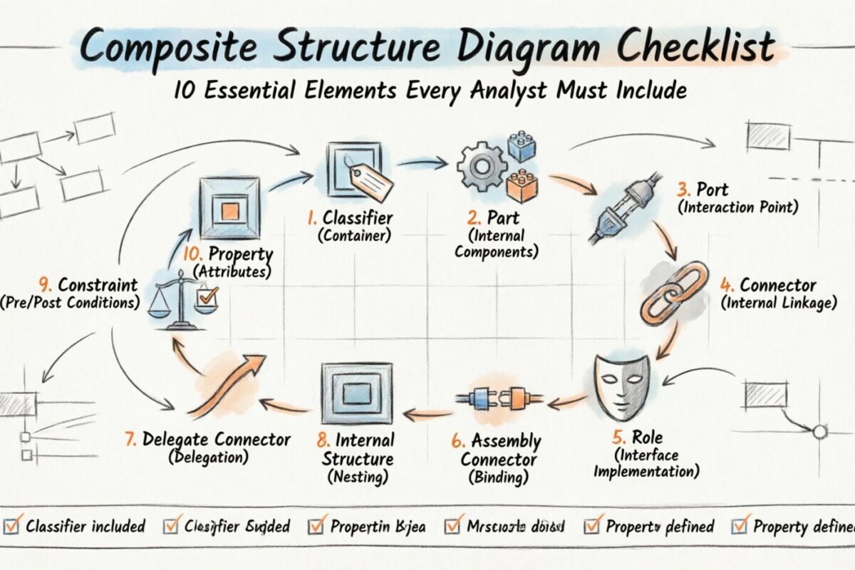 Prüfliste für Zusammengesetzte Strukturdiagramme: 10 wesentliche Elemente, die jeder Analyst unbedingt berücksichtigen muss