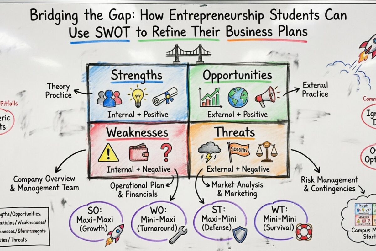 Cerrando la Brecha: Cómo los Estudiantes de Emprendimiento Pueden Usar el Análisis SWOT para Refinar Sus Planes de Negocios