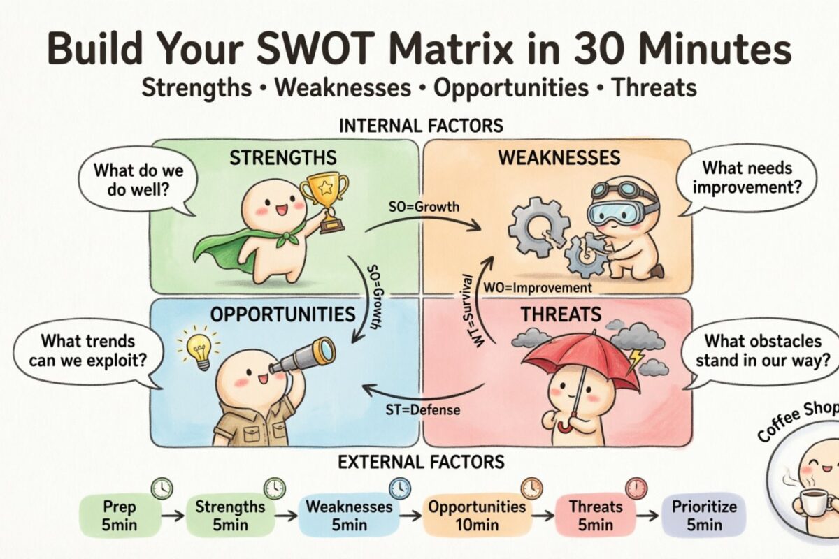 Inicio rápido hacia una ventaja competitiva: Una guía de 30 minutos para crear tu primera matriz SWOT