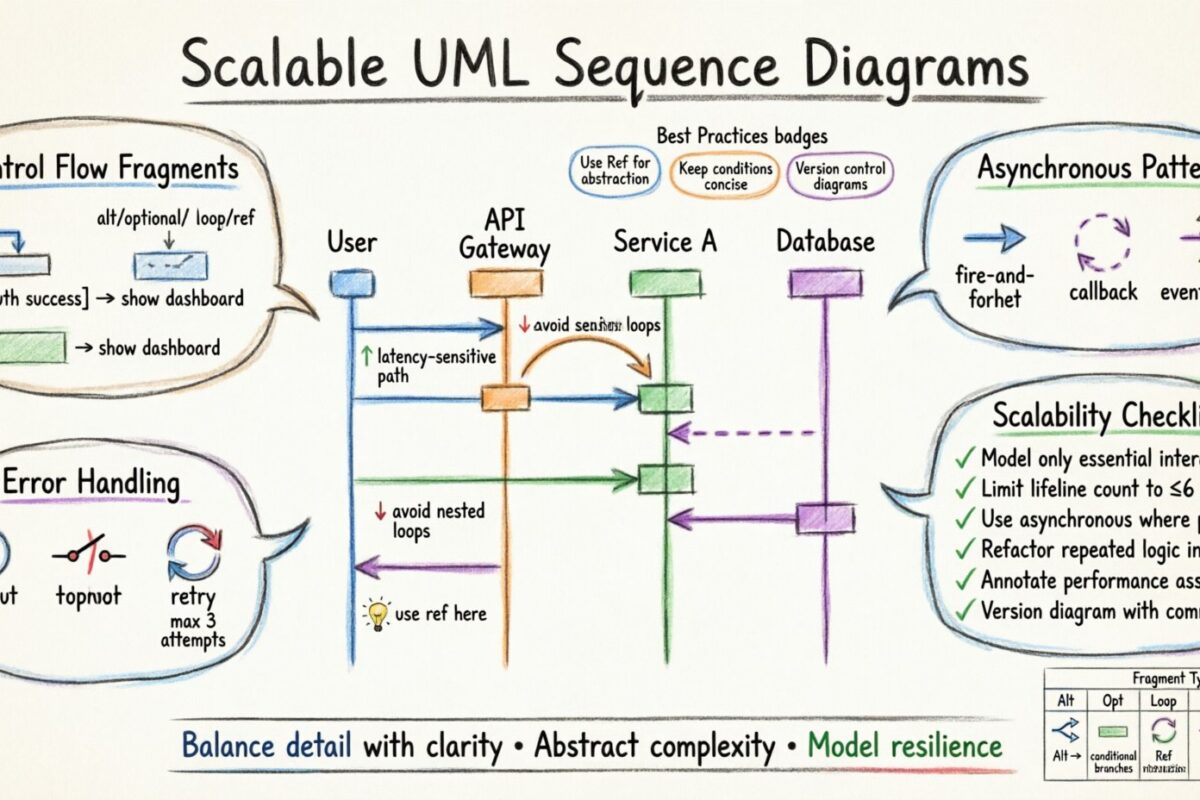 Diseñando interacciones escalables: consejos avanzados para diagramas de secuencia UML