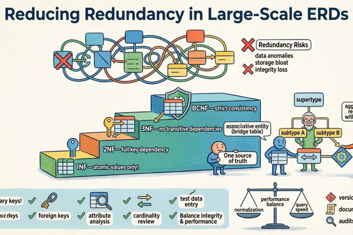 Guide ERD : Réduction de la redondance dans les diagrammes de relations entre entités à grande échelle