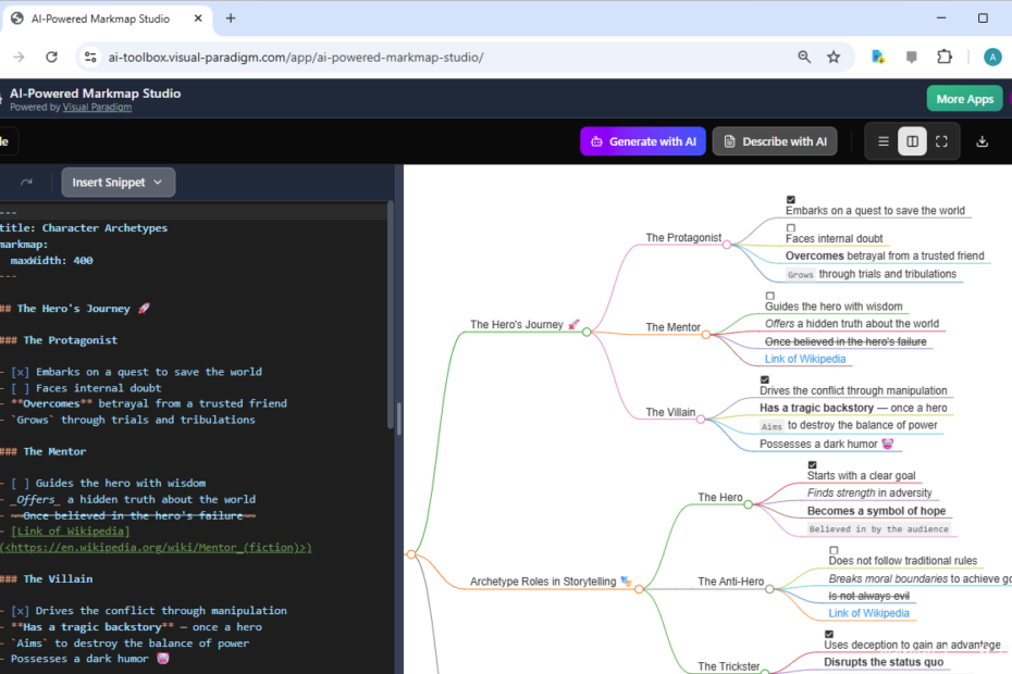 चरित्र प्रतिरूपों को दृश्यमान बनाना: एक एआई-संचालित मार्कमैप स्टूडियो गाइड