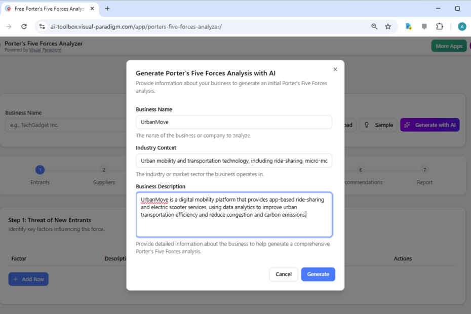 जीतने वाली बाजार रणनीति: विजुअल पैराडाइग्म के एआई पोर्टर के पांच बल विश्लेषक का उपयोग करें