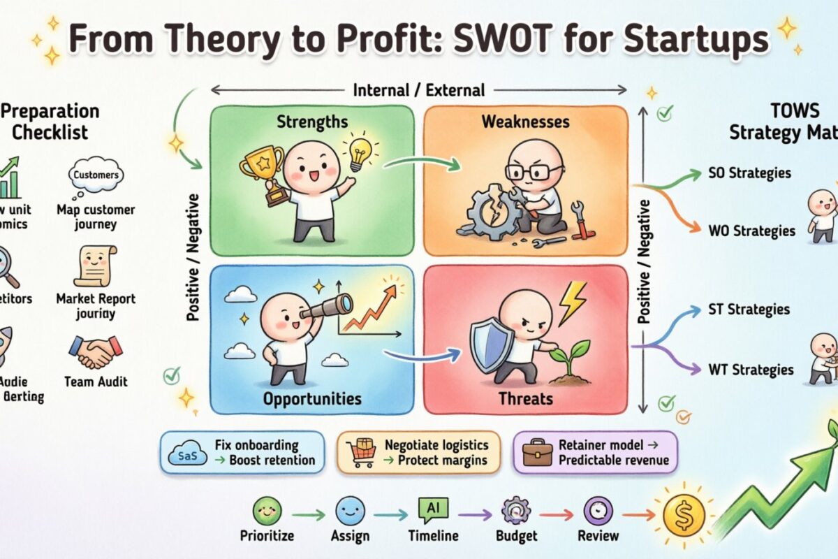 理論から利益へ：実際のスタートアップ状況におけるSWOTの包括的ガイド