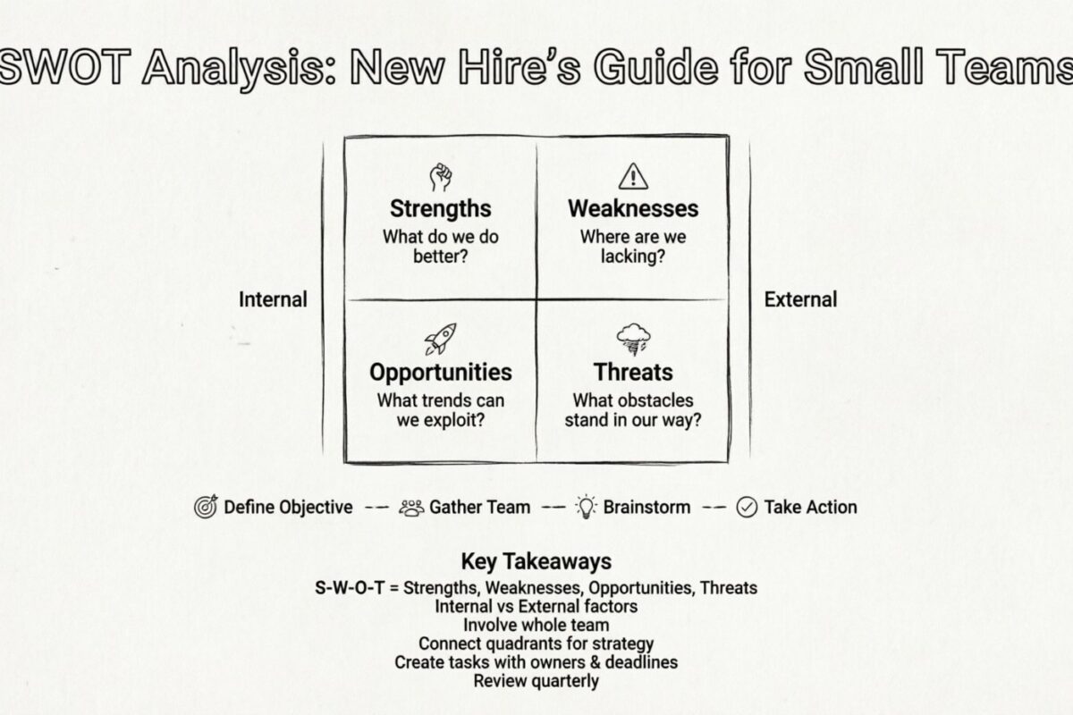 O Guia do Novo Contratado: Um Tutorial Amigável para Iniciantes sobre Análise SWOT para Equipes Pequenas