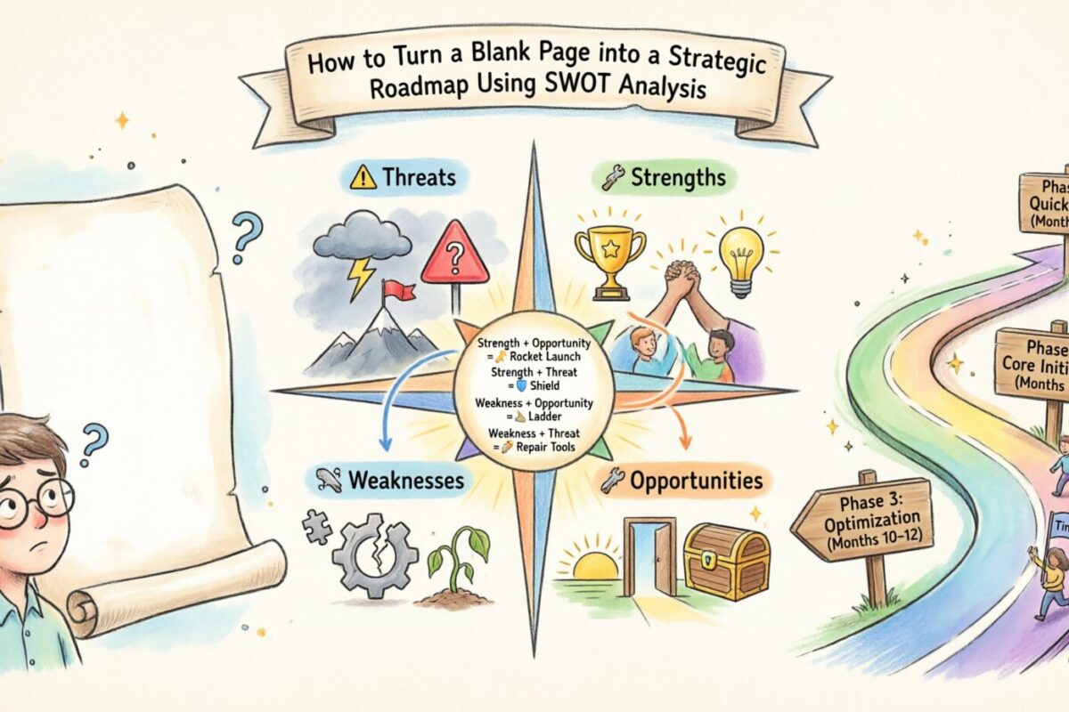 Como transformar uma página em branco em um plano estratégico usando um simples passo a passo de SWOT Como transformar uma página em branco em um plano estratégico usando um simples passo a passo de SWOT