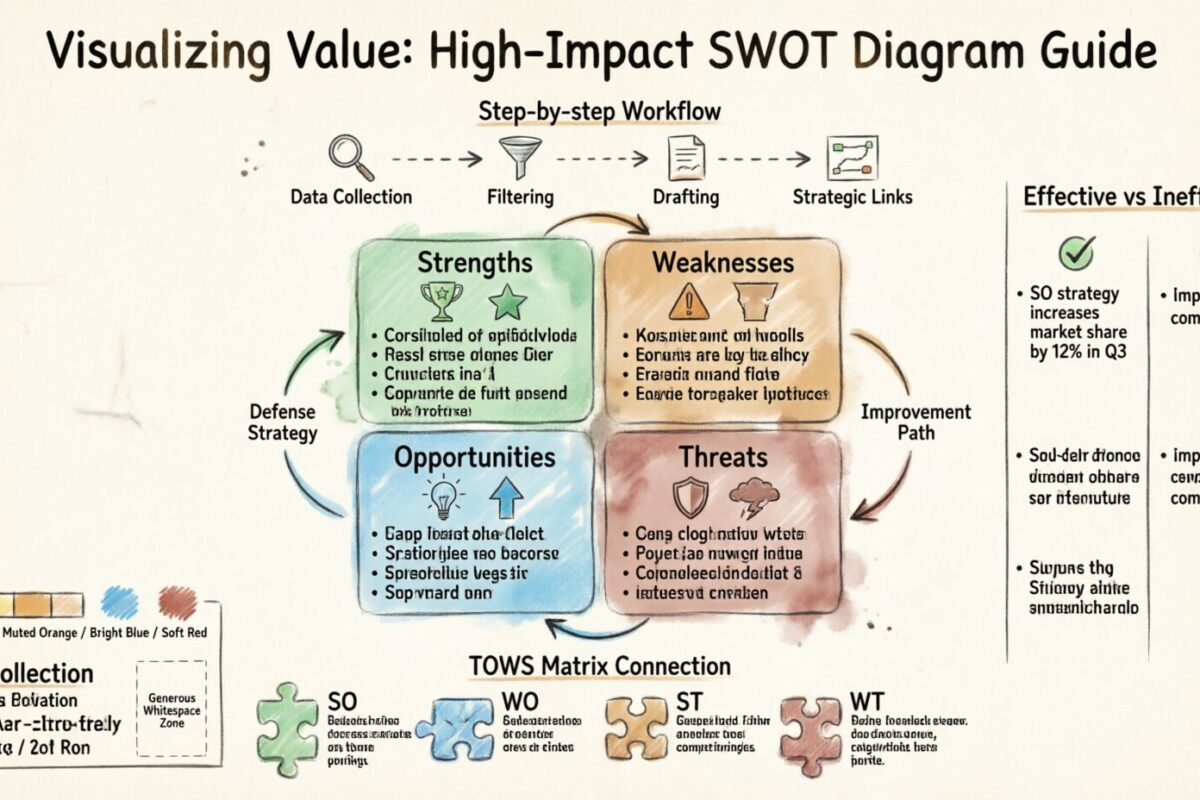 Trực quan hóa Giá trị: Cách tạo bản đồ SWOT tác động mạnh, mà các bên liên quan thực sự đọc được Trực quan hóa Giá trị: Cách tạo bản đồ SWOT tác động mạnh, mà các bên liên quan thực sự đọc được