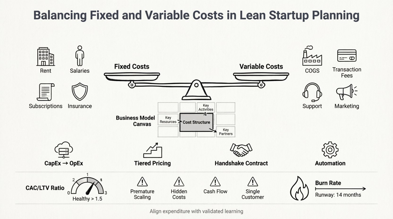 Business Model Canvas: Balancing Fixed and Variable Costs in Lean Startup Planning