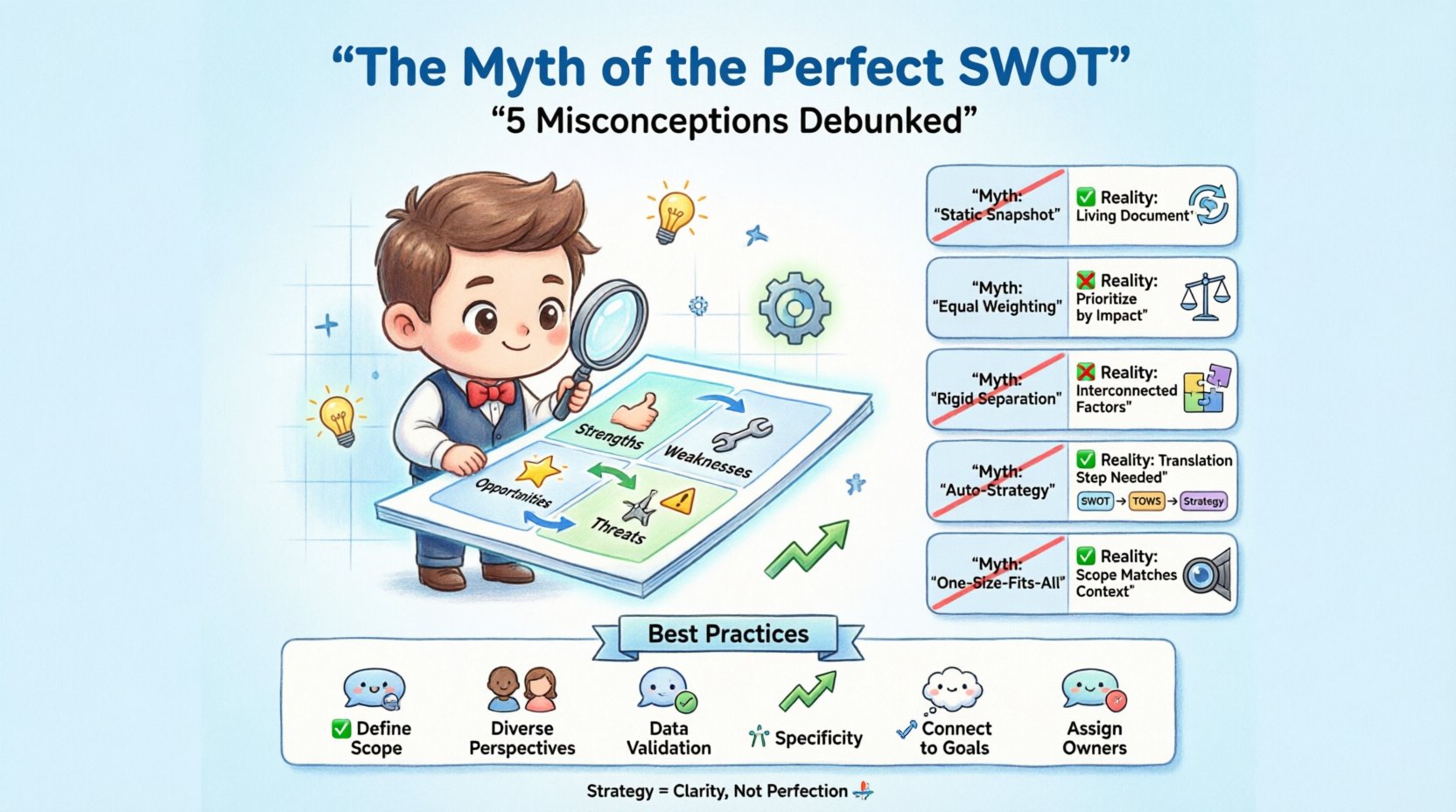 The Myth of the Perfect SWOT: Debunking 5 Popular Misconceptions in Strategic Planning The Myth of the Perfect SWOT: Debunking 5 Popular Misconceptions in Strategic Planning