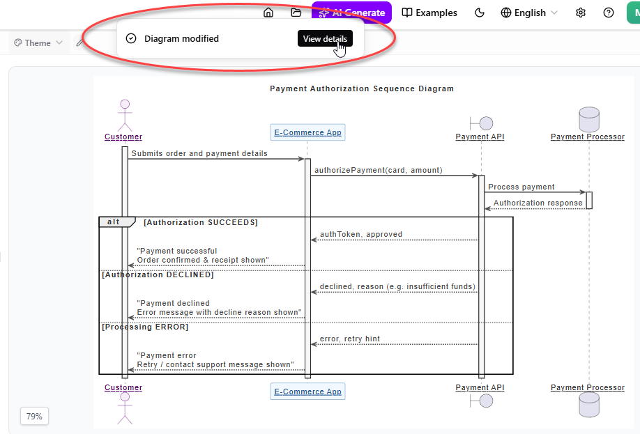 To view the details of the modifications made by AI